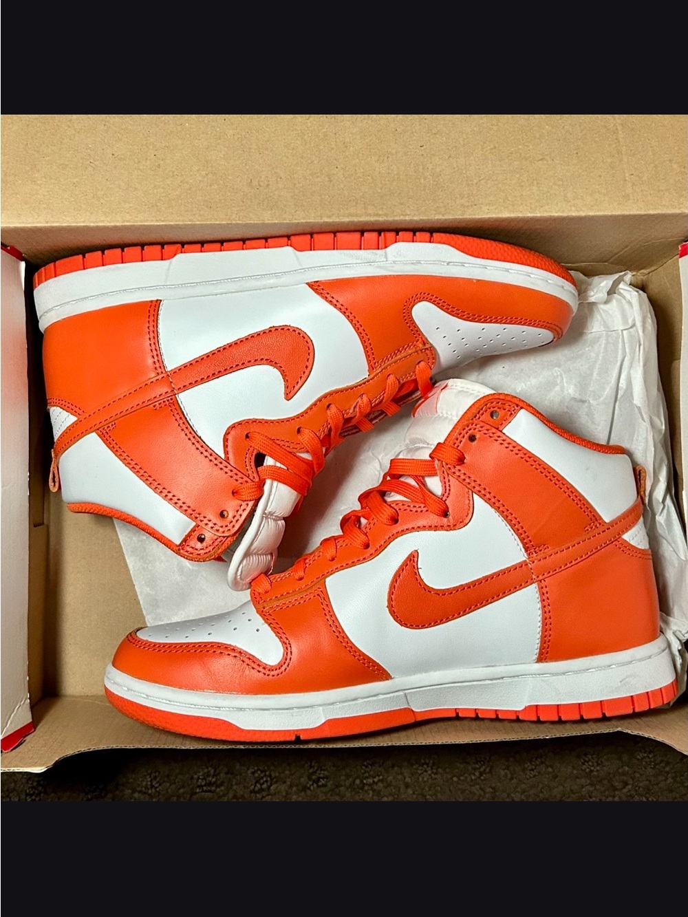 High-Top Orange and White Basketball Sneakers